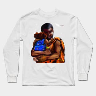 The best Father’s Day gifts 2022 Father and child wearing traditional kinte cloth- Super hero dad -  Strong muscular black man cradling a baby Long Sleeve T-Shirt